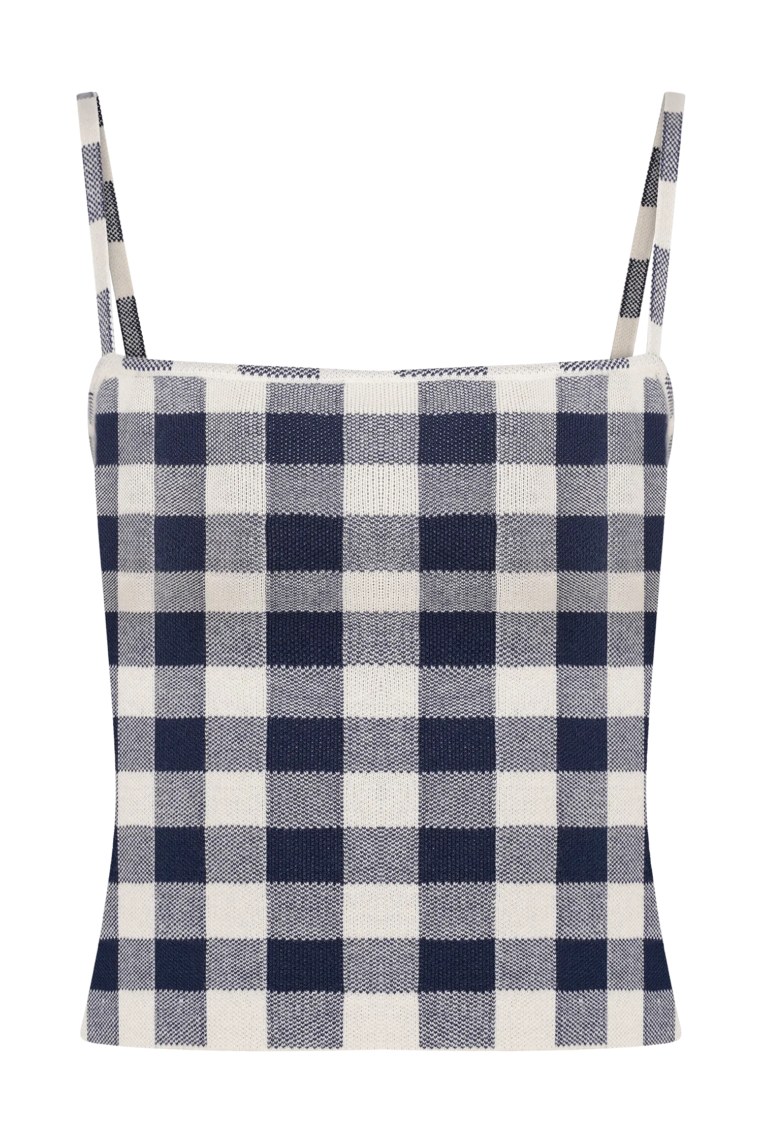 Marcie Sleeveless Knit Top - Navy Gingham