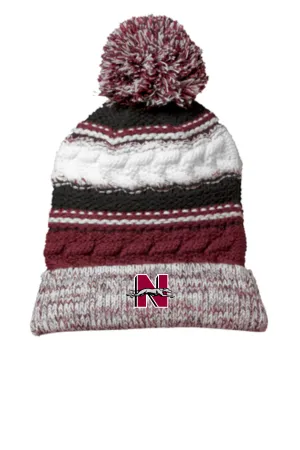 N Embroidered Pom Pom Beanie