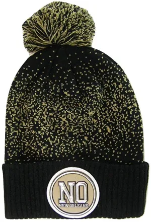 New Orleans NO Patch Cuff Knit Pom Beanie Winter Hat