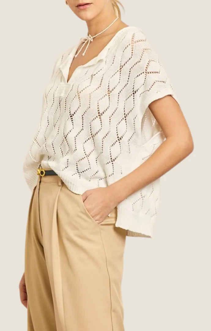 Nissrine Ivory Knit Top