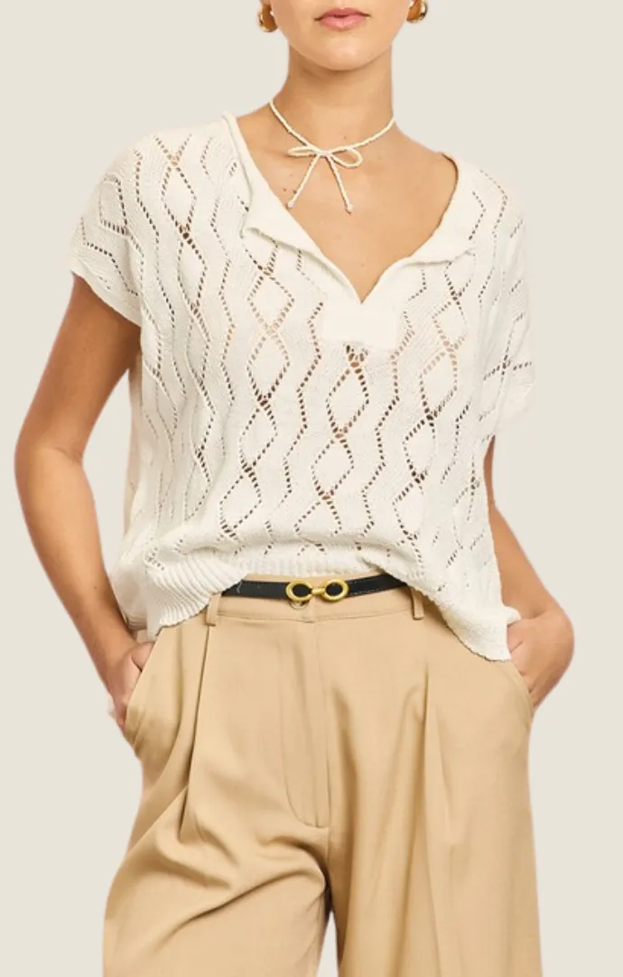 Nissrine Ivory Knit Top