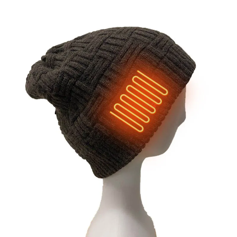 Outdoor Recreational Fishing Cold Weather Heated Knit Thermal Hat for Unisex