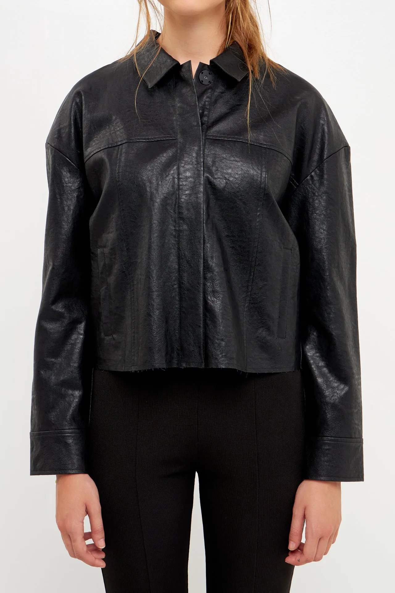 Oversized Faux Leather Jacket