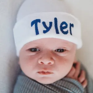 Personalized White Newborn Baby Boy Hospital Hat Newborn Hats Infant Hats