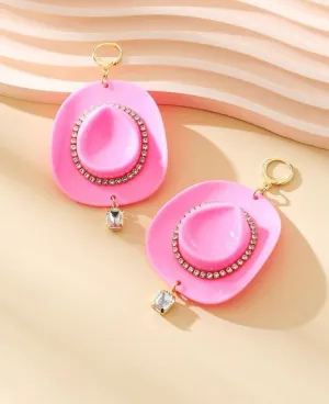 Pink Hat Drop Earrings