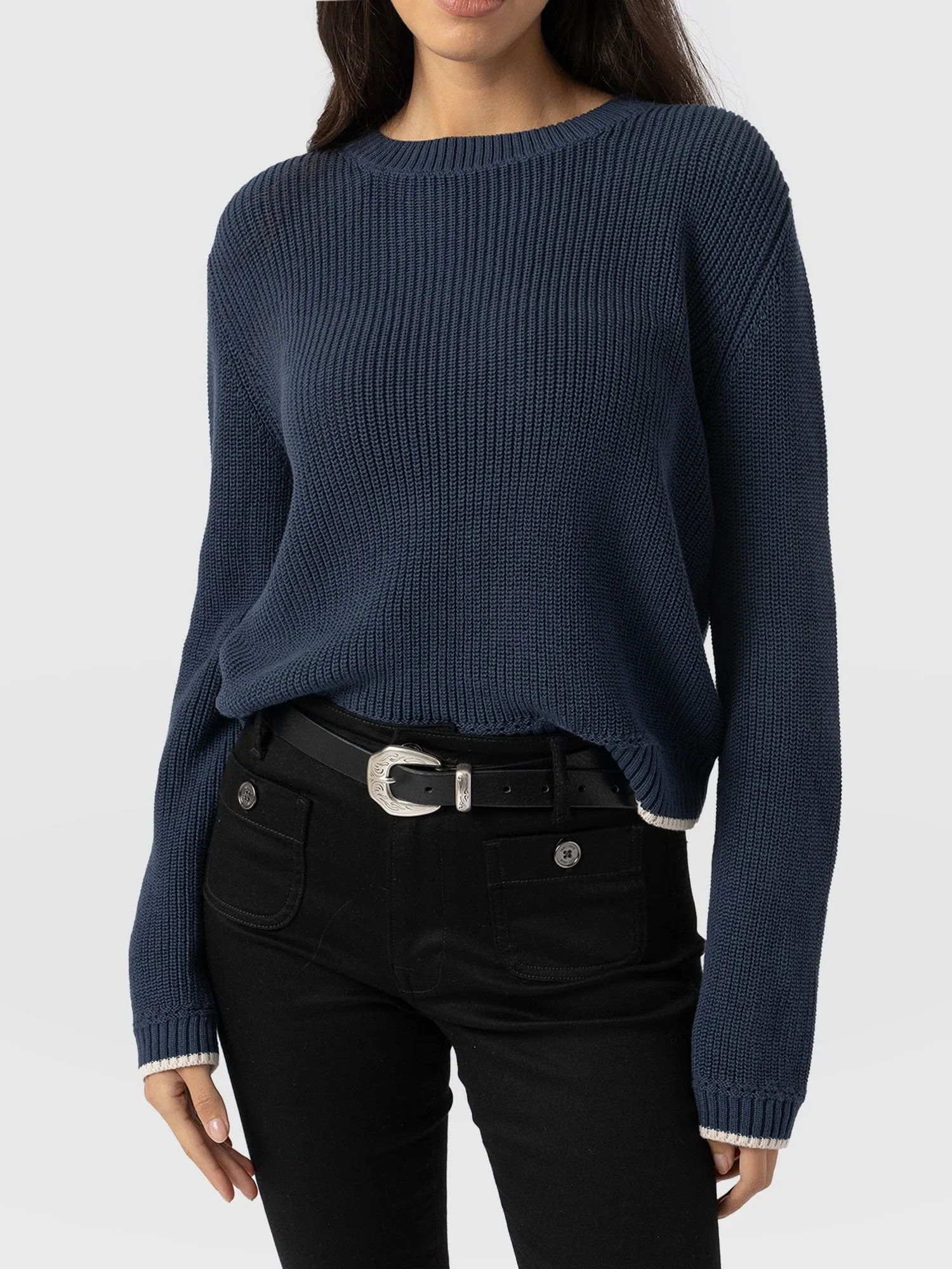 Remy Crop Sweater - Navy