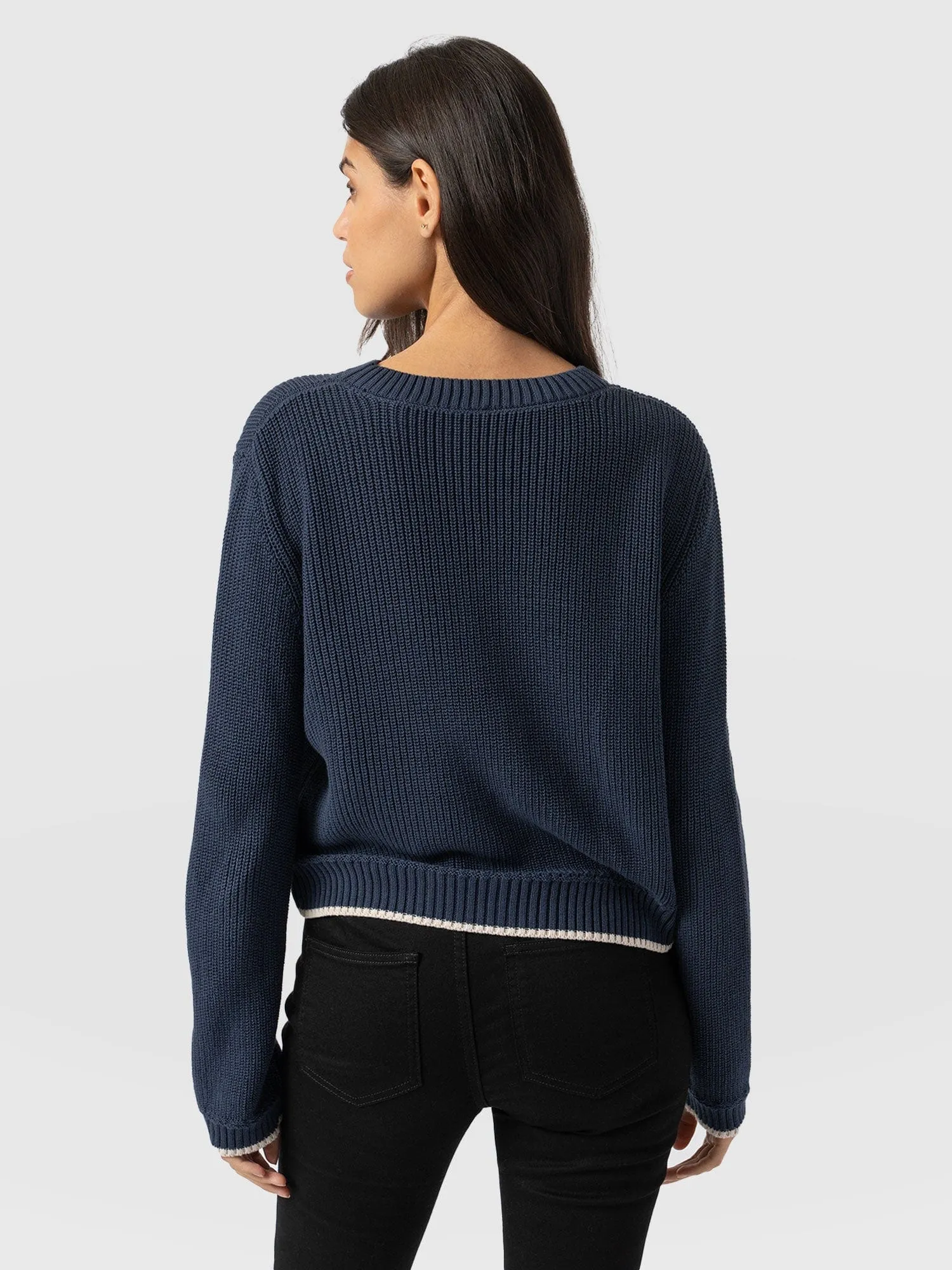 Remy Crop Sweater - Navy