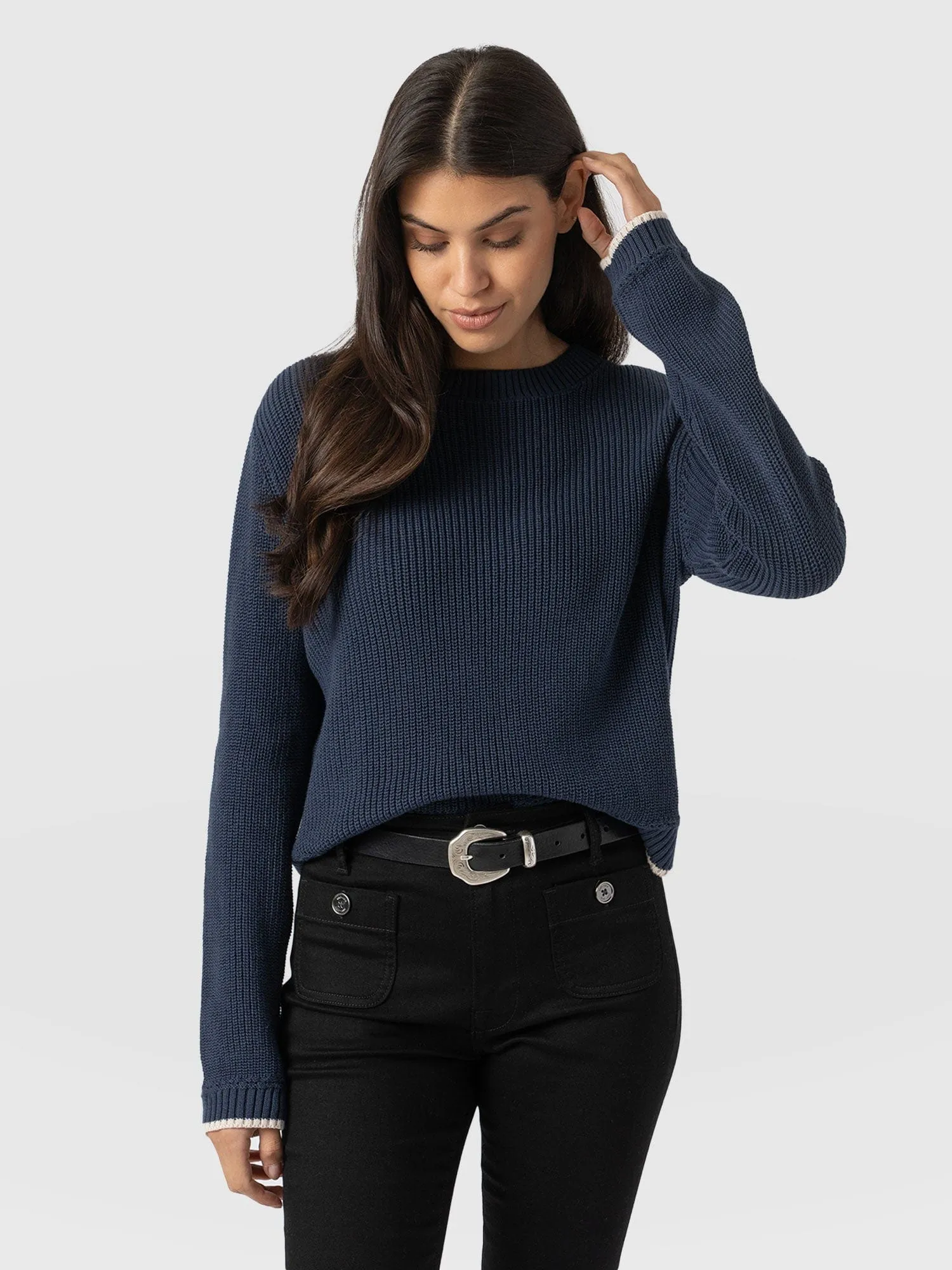 Remy Crop Sweater - Navy