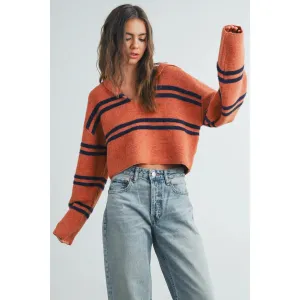 Saffron Striped Crop Sweater