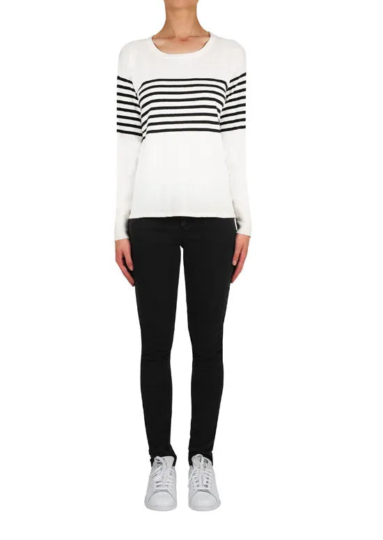 Seeing Stripes Crop Sweater- Ivory/Black