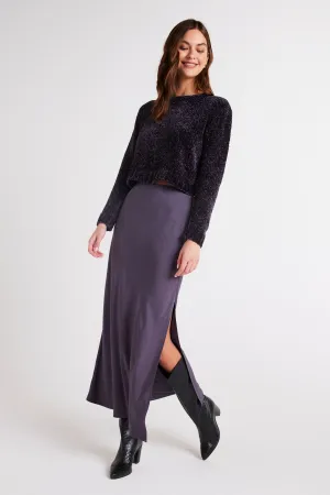 Side Slit Bias Maxi Skirt