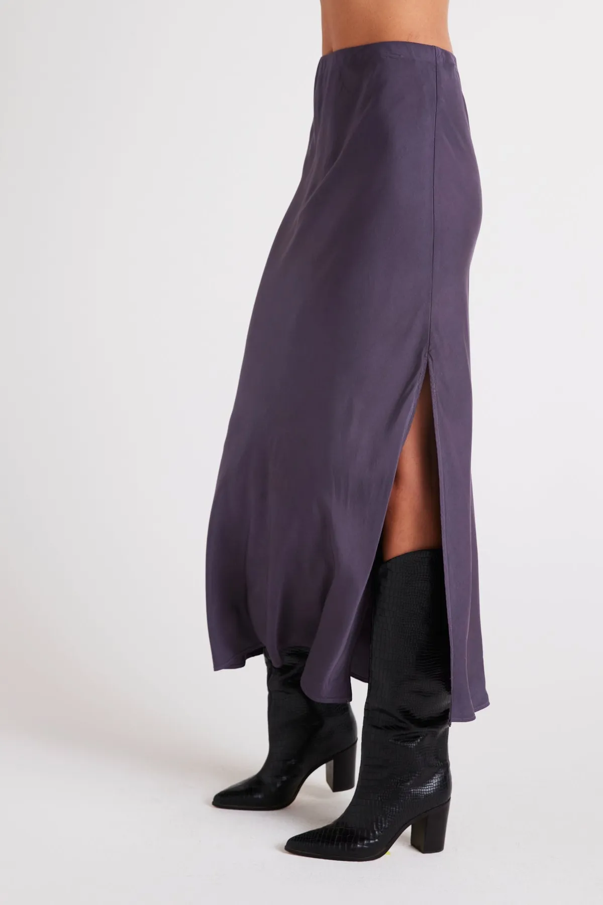 Side Slit Bias Maxi Skirt