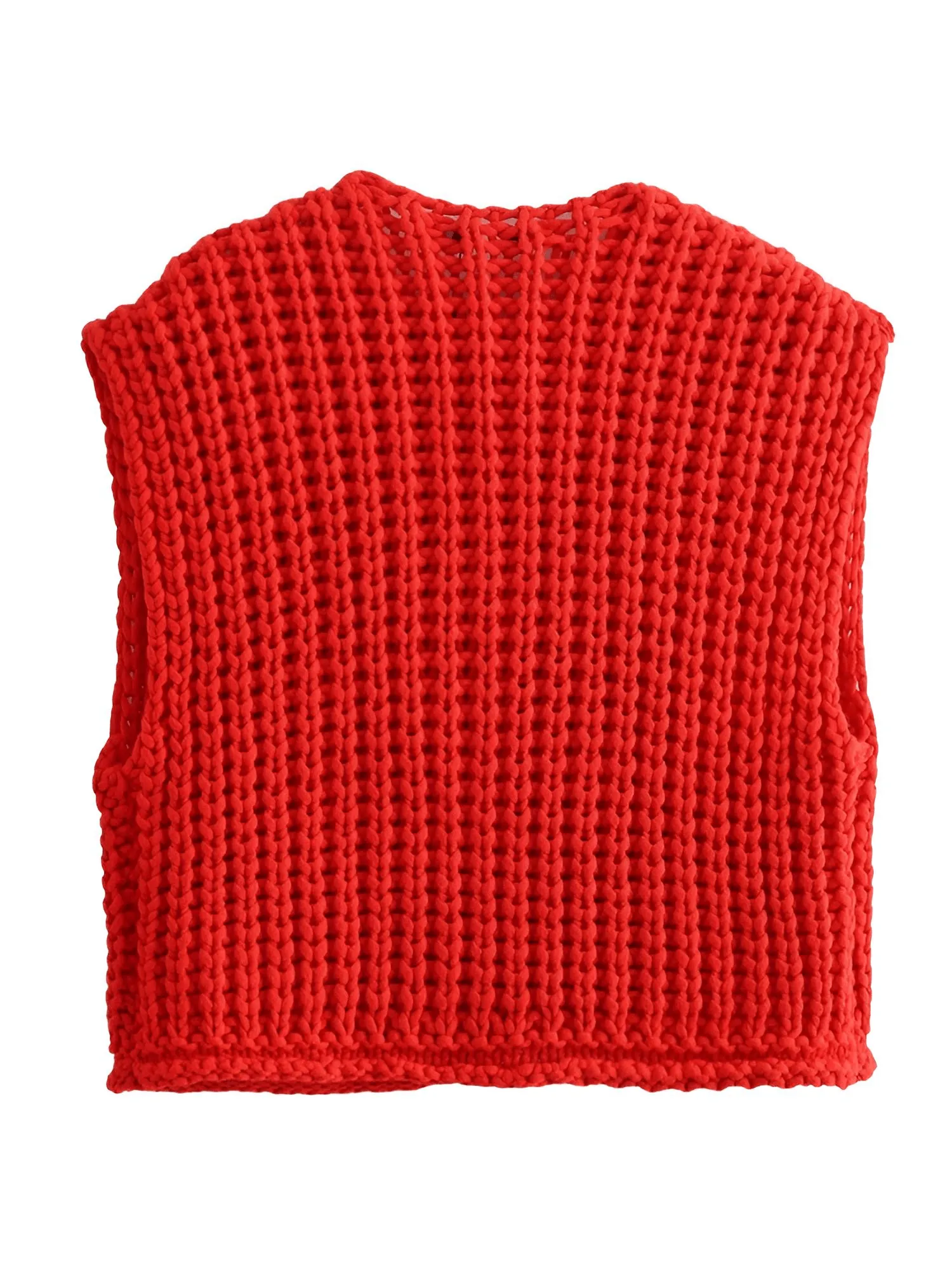 Sleeveless Crop Sweater Vest Solid Loose Casual Sweater Vest Cable Knit Sweater Vest For Women