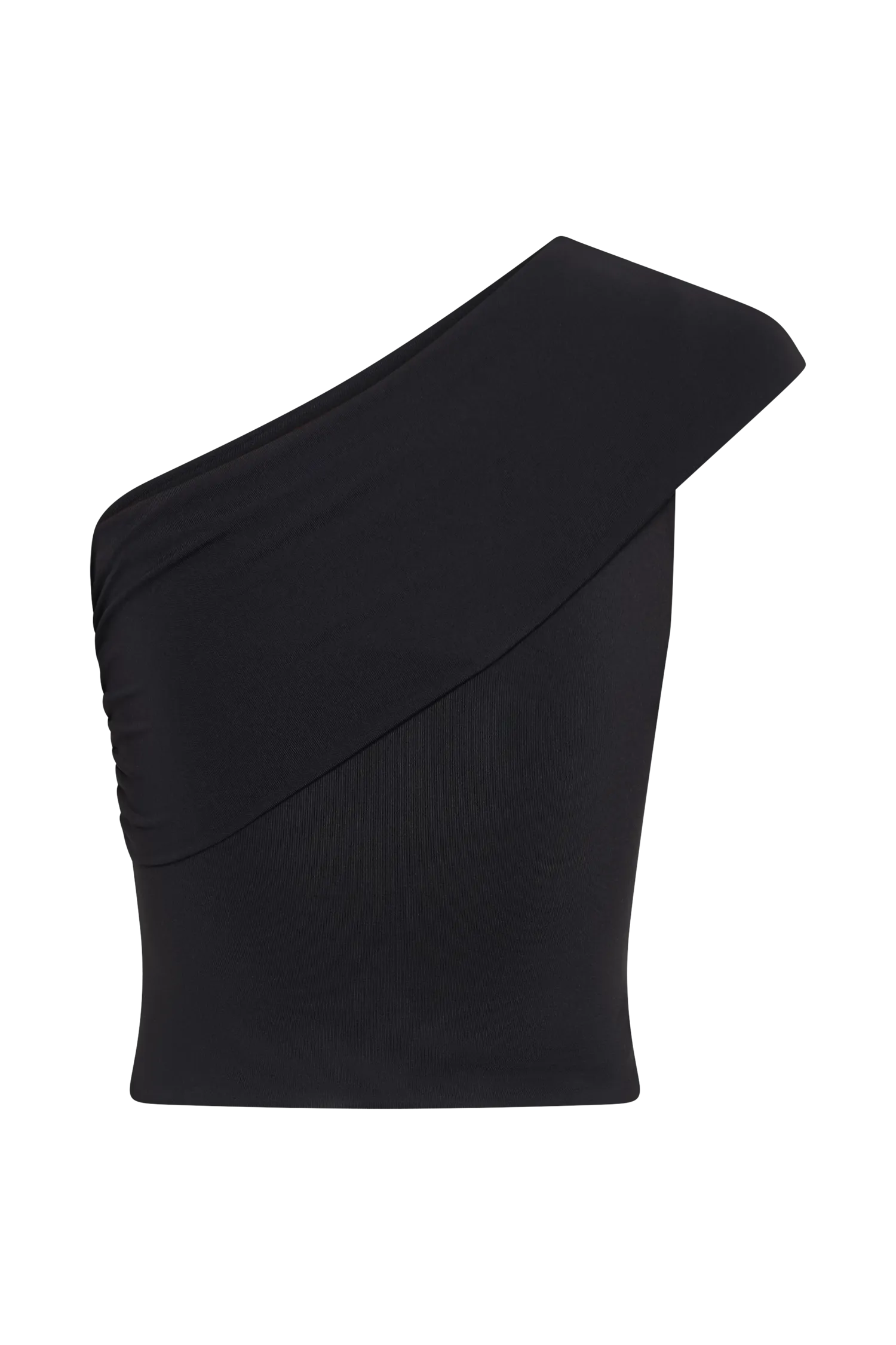 Solene One Shoulder Recycled Nylon Twist Top - Black