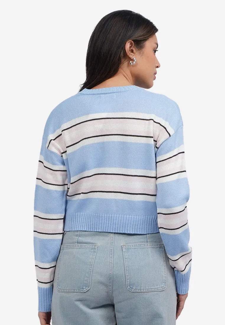 Stripes Long Sleeve Crop Sweater