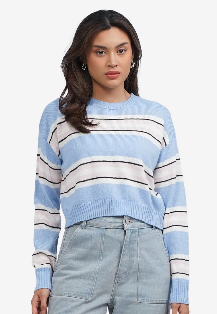 Stripes Long Sleeve Crop Sweater