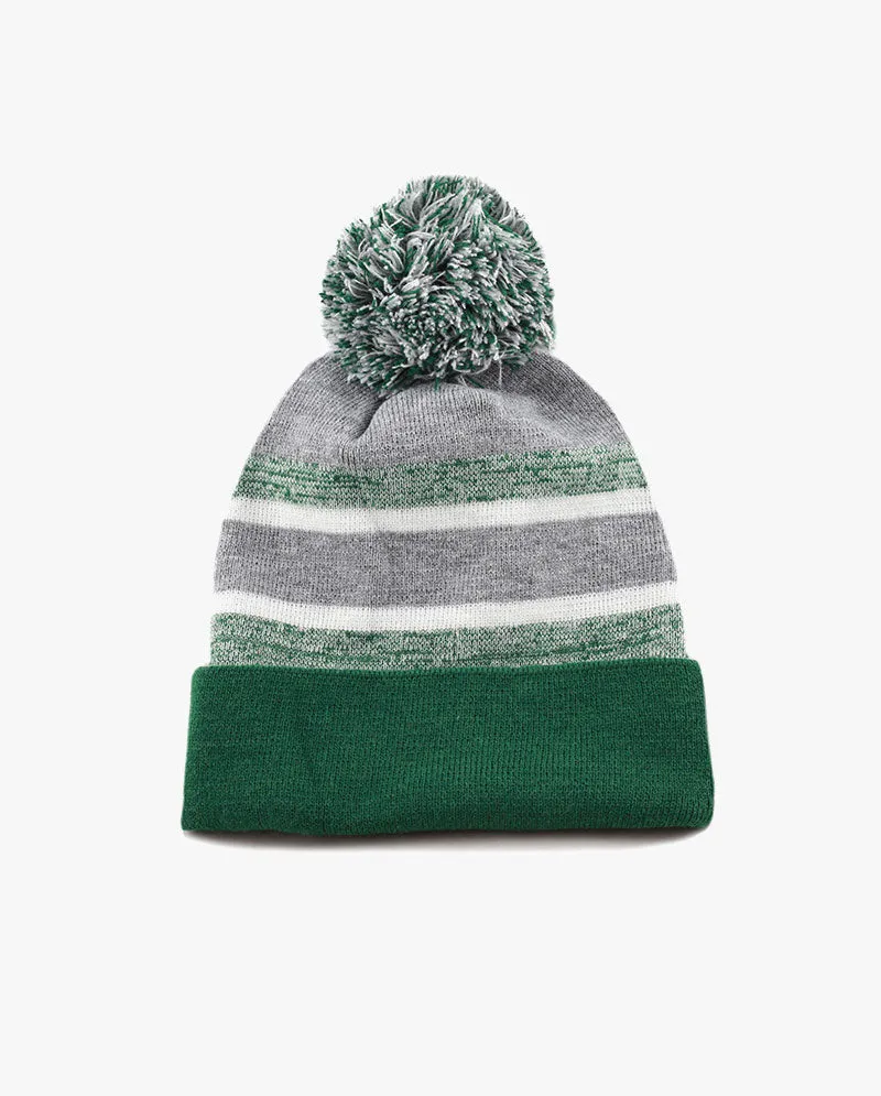 The Hat Depot Kids - Pom Pom Knit Stripe Beanie