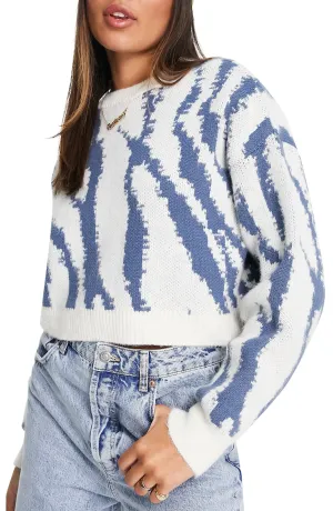 Topshop Abstract Crop Sweater