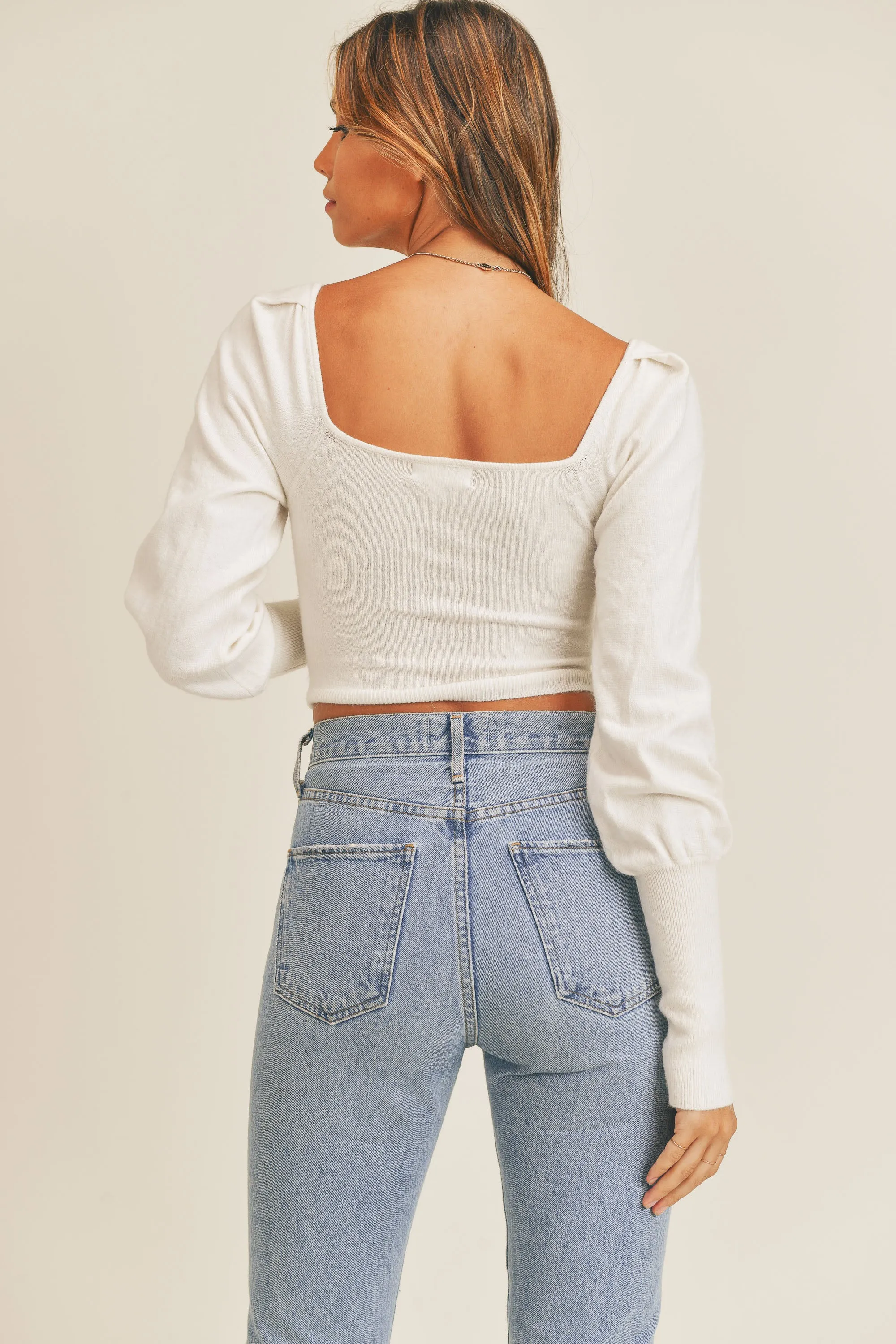 VIANNE OPEN FRONT TWIST CROP SWEATER