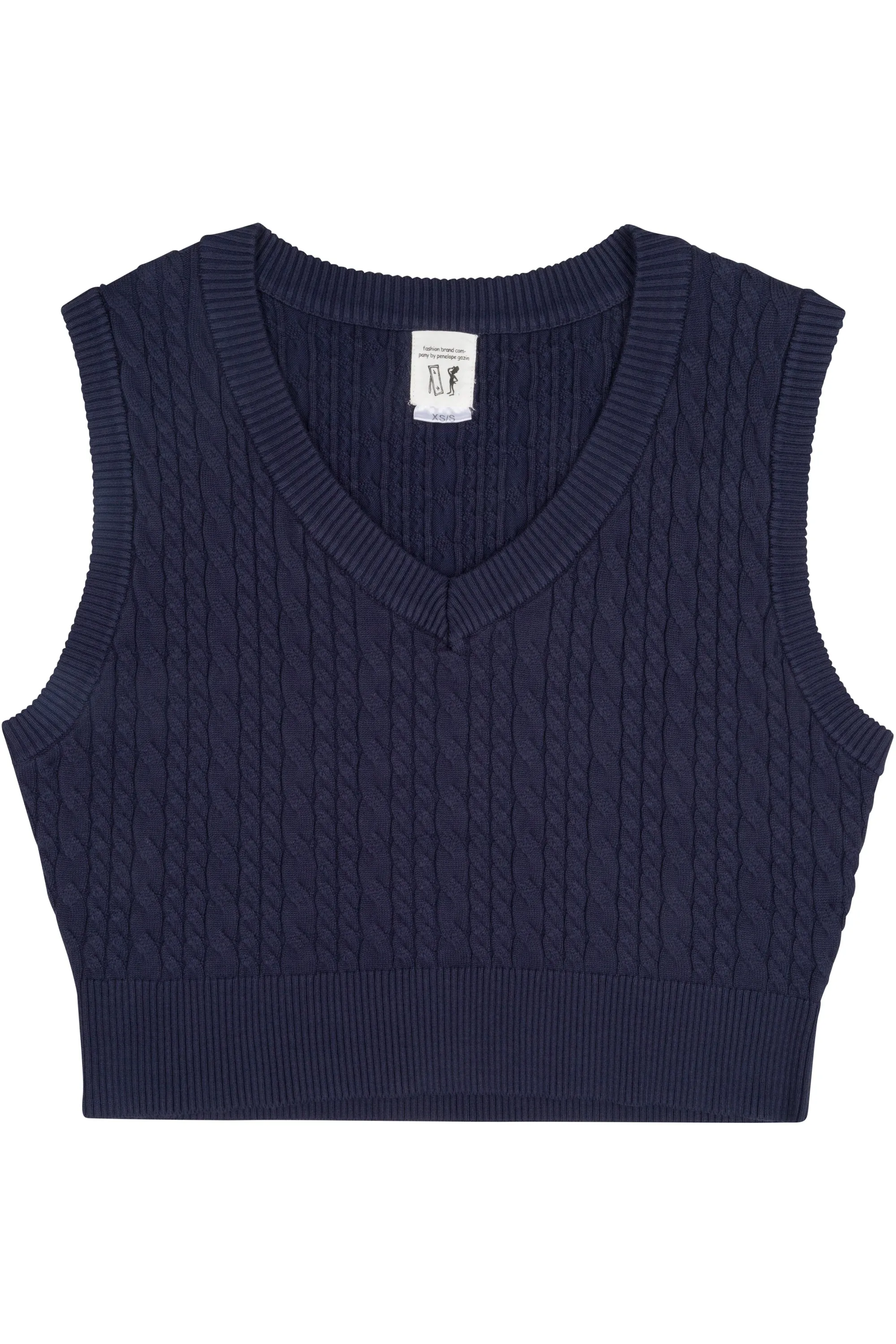 Viscose Cableknit Vest Navy