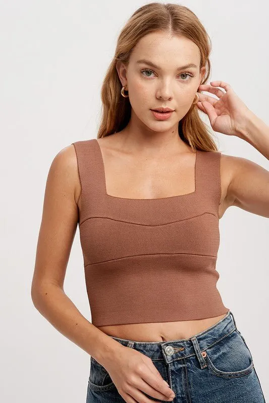 Wide Strap Brami Knit Top