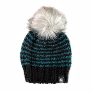 Zero Waste : Skinny Stripe Faux Fur Pom-Pom Beanie